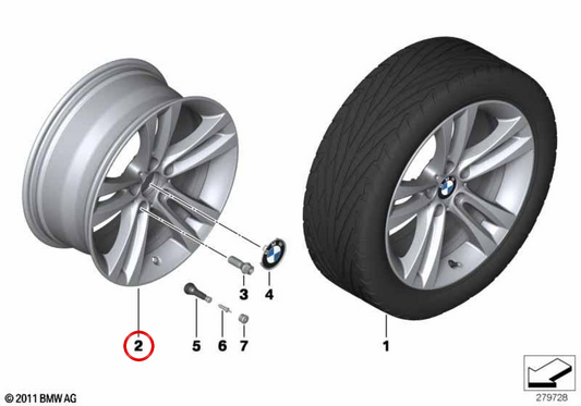 Doppelrayo 397 Aluminiumreifen für BMW 3 F30 -Serie, F31, F34, F35, 4 F32 -Serie, F33, F36 (OEM 36116796247). Original BMW
