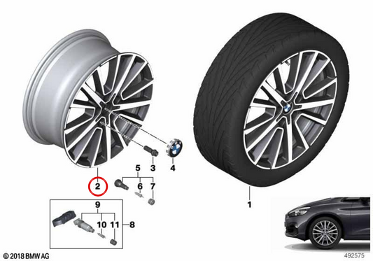 Pneumatici in lega M Star 512 OEM 36116851786 per BMW F45, F46. BMW originale.