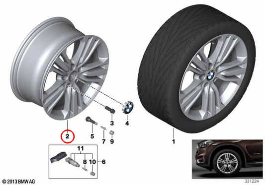 W-Spoke 447 OEM 36116853957 Piene in lega per BMW F15. BMW originale.
