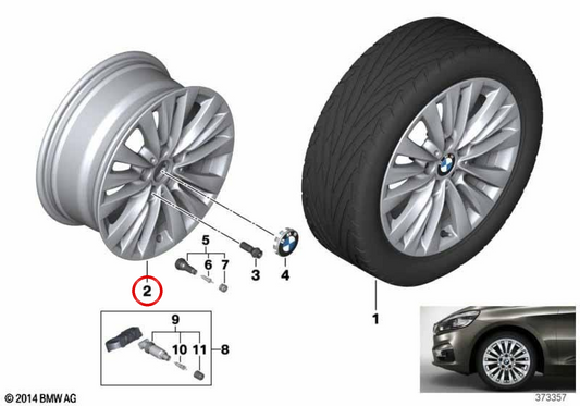 Leichtmetallräder für BMW 2 F45 -Serie, F45N, F46, F46N (OEM 36116855084). Original BMW.
