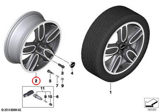 JCW Cup falou roda de alumínio 509 de 2 tons OEM 36116855115 para MINI F56, F55, Cabrio F57. MINI originais.