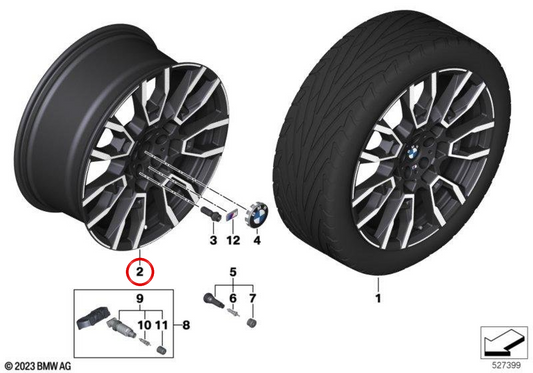 Piene in lega M V-Spoke 915 OEM 36116856023 per BMW G05, G06. BMW originale.