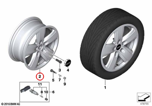 Revolite Spoke 517 Aluminiumrad OEM 36116856029 für MINI Countryman F60, F60 LCI. Originaler MINI.