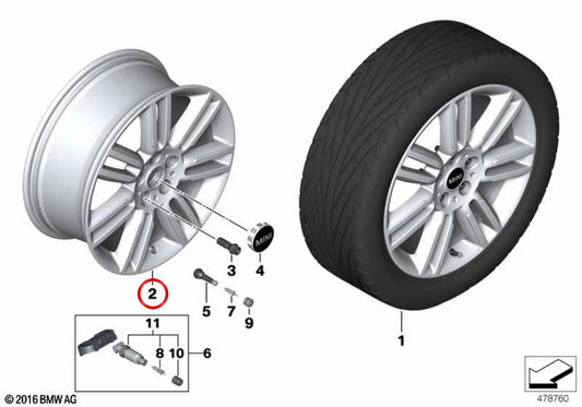 Cerchio in lega 7,5Jx18 ET51 Pair Spoke 532 brightsilver OEM 36116856032 per MINI Countryman F60, F60 LCI. Originale MINI.
