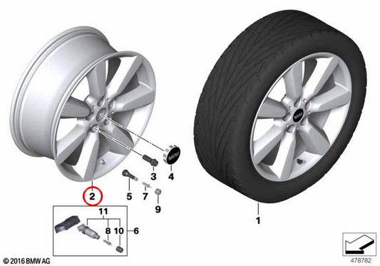 Felge aus Leichtmetall 8Jx19 ET47 Edged Spoke 535 Bright Silver OEM 36116856037 für MINI Countryman F60 Cooper, Cooper ALL4... und mehr. Original MINI