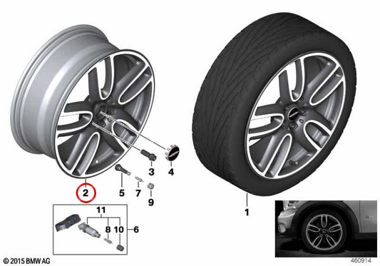 Llanta de aleación JCW Course Spoke 2-Tone 19" jet black OEM 36116856066 para MINI Clubman F54, F54 LCI. Original MINI.