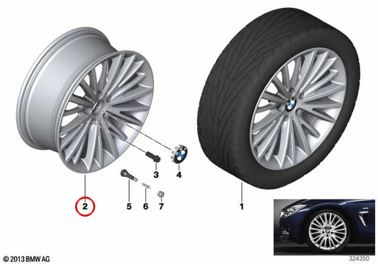 Llantas de aleación de radios múltiples 399 para BMW F30, F31, F32, F33, F36 (OEM 36116856218). Original BMW