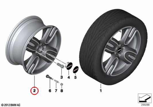 Cerchio in alluminio bicolore JCW GP2 da 17" OEM 36116856220 per MINI R56 LCI, Cooper S JCW, JCW. Originale MINI.