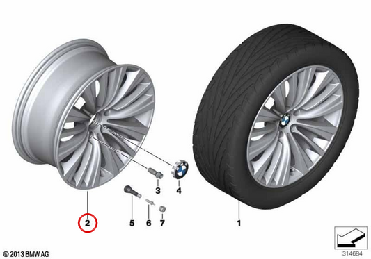 Jantes de liga leve multiraios 458 OEM 36116857675 para BMW F07, F01, F02, F04. BMW genuíno.