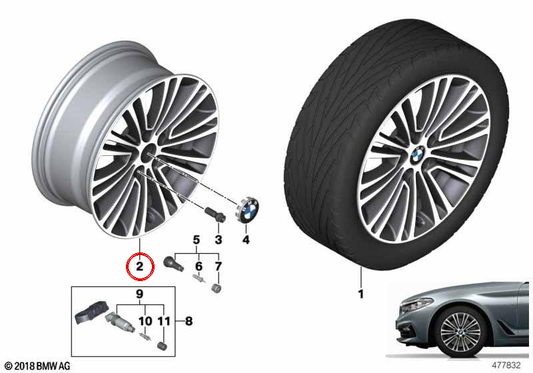 Doppelspeiche 634 Alloy Tire für BMW 5 G30 -Serie, G31, G38 (OEM 36116863420). Original BMW