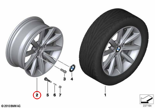 365 Piene in lega di stella nera 18 "OEM 36116867128 per BMW F10, F11, F06, F12, F13. Compatibile con diversi modelli. BMW originale.