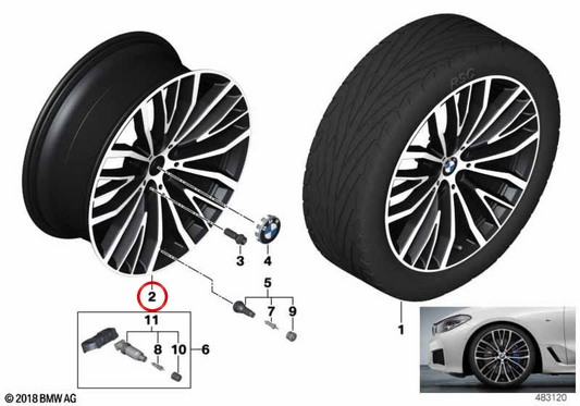 Pneumatico in alluminio V-Spoke 687 OEM 36116877019 per BMW G32, G11, G12. BMW originale.