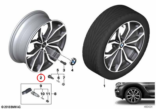 Alloy Tire Y-Speichen 695 OEM 36116877329 für BMW G01, G08, G02. Original BMW.