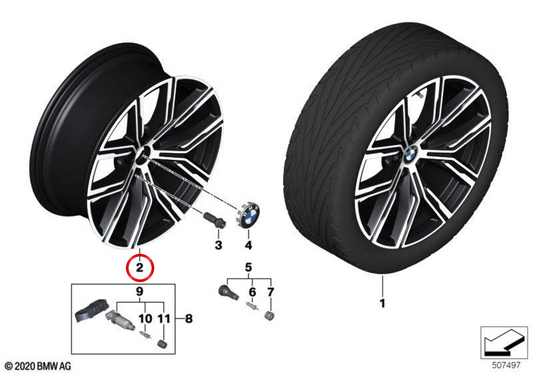 Jantes de liga leve Y-Speiche 783 para BMW Série 2 G42, Série 3 G20, G21, Série 4 G22, G23 (OEM 36116883526). BMW genuíno
