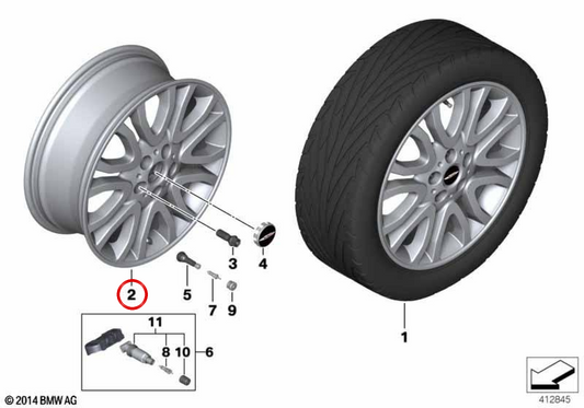 Jante de liga leve 18" cinza espectro OEM 36116884892 para MINI F56, F55, Cabrio F57. Original MINI.