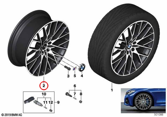 Alloy tire M Performance Double Radio 794M OEM 36116885311 for BMW G42, G20, G22. Original BMW.
