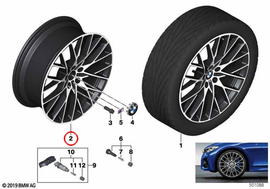 Pneumatici in lega M Stile di performance 794 OEM 36116885312 per BMW G42, G20, G22. BMW originale.