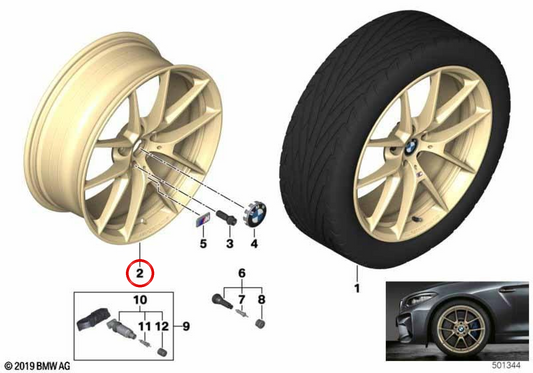 Alloy Tire M Performance Y-Speichen 763m OEM 36116885457 für BMW G14, G15, G16. Original BMW.