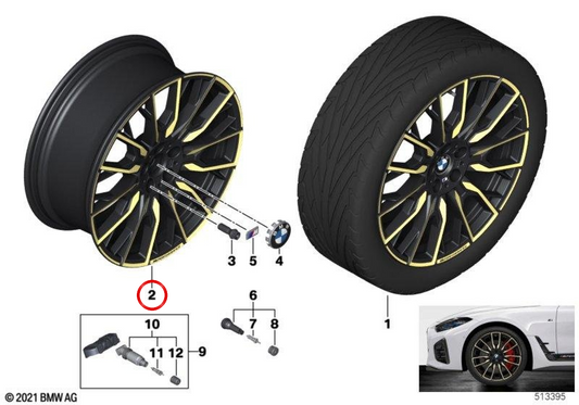 Jante de liga leve M Performance Double Spoke 868 OEM 36116895933 para BMW G26. BMW genuíno.