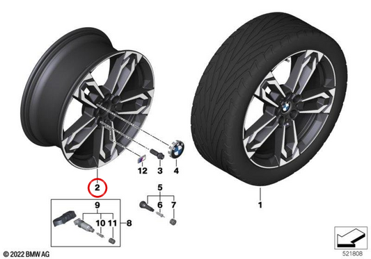 Pneumatico in alluminio M Double Ray 871 per BMW X1 U11, U12 (OEM 36116898051). BMW originale