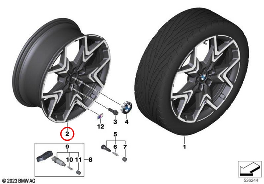 BMW M Leichtmetallrad V-Speichen 873 8Jx20 ET46 zweifarbig midnight grey/glänzend OEM 36116898053 für BMW X2 U10 16i, 18d, 18i, 20i, 23i, M35i xDrive. Original BMW.