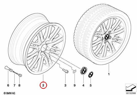 Jantes de liga leve M Raio Duplo 164 OEM 36117836851 para BMW Z4 E85, E86. Medição 7,5x18 ET20. Peça original BMW.