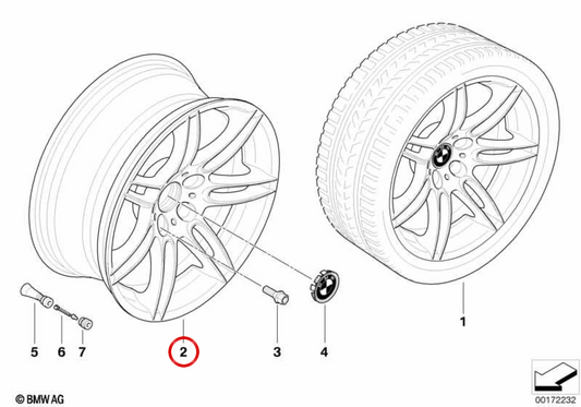 Double Spoke Alloy Wheel 288 for BMW E63, E64 (OEM 36117841375). Original BMW