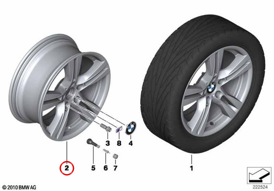 Jante de liga leve M Raio Duplo 355 OEM 36117842637 para BMW E84. BMW genuíno.