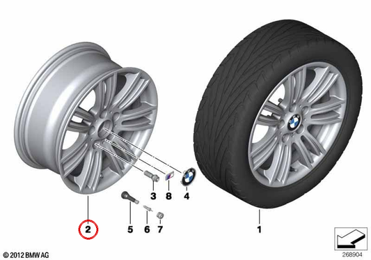 CUILI INSEGNI ORIGINALE BMW Style M Star 383 17 "OEM 36117845850 per BMW F20 (1st Series). Valido per diversi modelli. Colore d'argento decorativo. BMW originale.