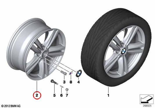 Piene in lega M Design a stella 386 18 "OEM 36117845852 per BMW F20, F21, F22, F23. BMW originale.