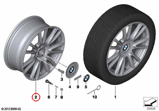 Llanta de aleación V-Speiche 439 OEM 36117845865 para BMW F30, F31, F32, F33, F36. Original BMW.
