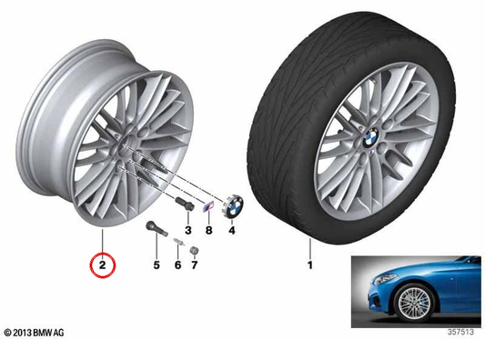 Tire en alliage M Double Radios 460 pour BMW F20, F21, F22, F23 (OEM 36117846782). BMW d'origine.