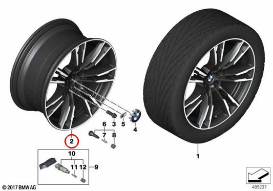 Llanta de aleación trasera M radios dobles 706 10,5Jx20 ET28 negro azabache/pulido OEM 36117857078 para BMW M5 F90, F90 LCI. Original BMW.