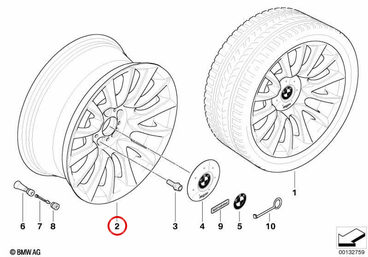 V-PEICHE 152 OEM 3.3117897260 per BMW E60, E61. BMW originale.