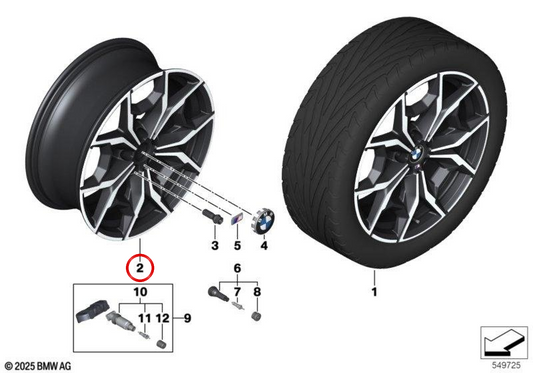 Alloy Tire M y-toke 887 OEM 36117916263 pour BMW G01, G08, G02. BMW d'origine.