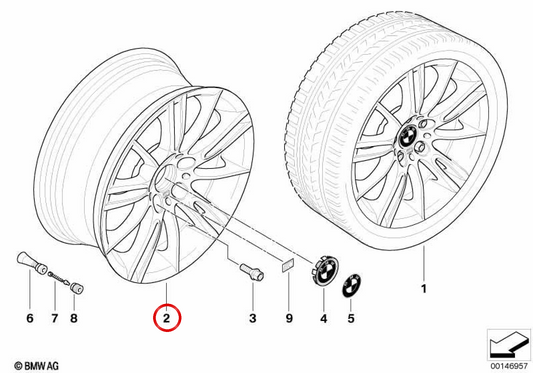 Cerchio in alluminio M raggi a stella 193 OEM 36118036934 per BMW E90, E91, E92, E93 e altre. BMW originale.