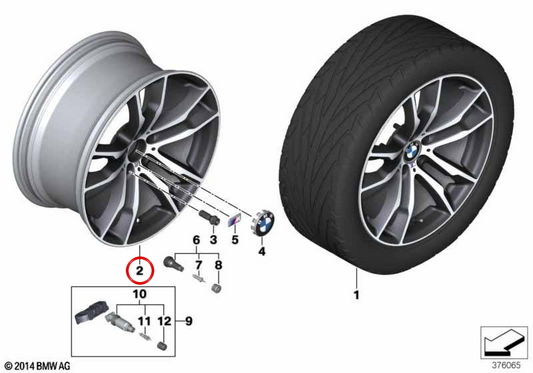 Alloy Tire M Doppelradio 611 OEM 36118043665 für BMW F85 und F86. Original BMW.