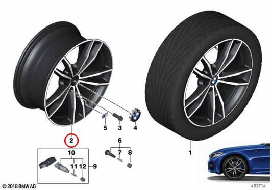 Alloy wheels M double-spoke design 791 OEM 36118090095 for BMW G42, G20, G21, G28, G22, G23. Original BMW.