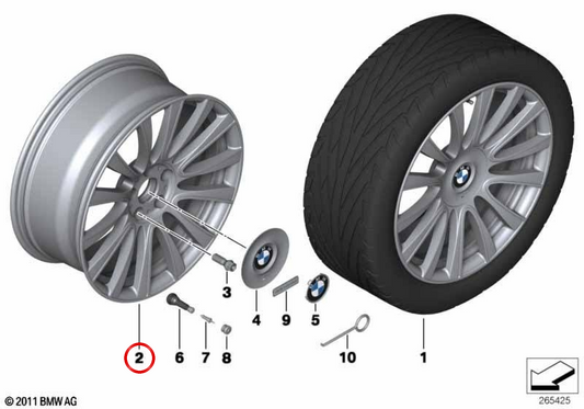 Llanta de aleación Orbitgrey OEM 36118091912 para BMW F06, F12, F13. Original BMW.
