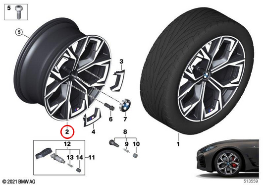 Roda de alumínio M Aerodynamics 860 OEM 36118747306 para BMW G26. BMW genuíno.