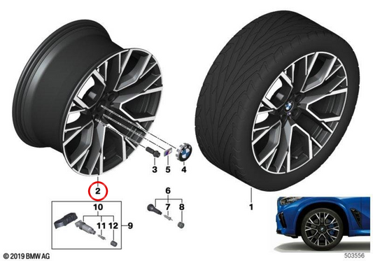 Piene in lega M RADIO PERSONAMENTO Estrella 809M OEM 36119502648 per BMW F95, F96. BMW originale.