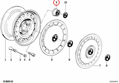 Tapacubo OEM 36131127230 para BMW E30, E28, E24, E23. Original BMW.