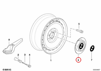 Cappello per pneumatici OEM centrale 36131180076 per BMW E32, E34, E31. BMW originale.