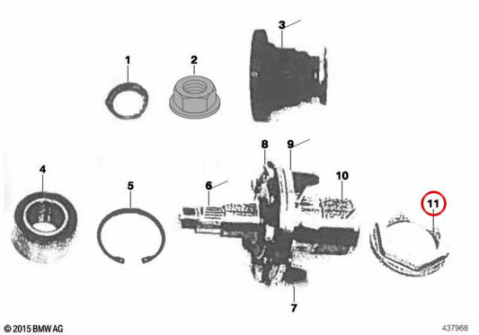 OEM wheel nut 36132221682 for BMW E36, E46, E82, E83, E84, E85, E86, E87, E88, E89, E90, E91, E92, E93, F10, F11, F12, F13, F11, F21, F22, F23, F23 , F30, F31, F32, F33, F34, F36, F80, F82, F83, Z3, Z4. Original BMW.
