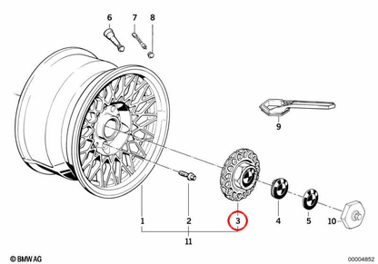 Tapacubos Central OEM 36132225622 per BMW E30. BMW originale.