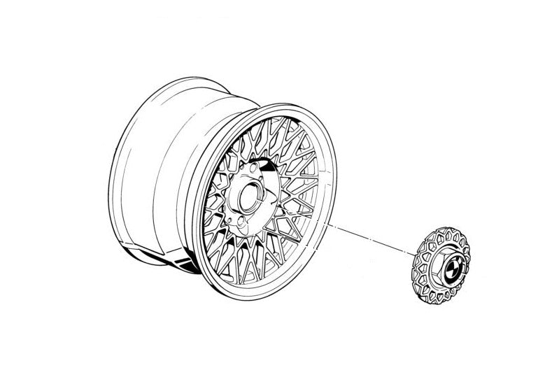 Tapacubos llanta 171mm OEM 36132225623 para BMW E28, E24 y E23. Original BMW.