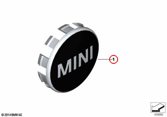 Rosa Radkappe OEM 36132360946 für MINI F56, F55, Clubman F54, Cabrio F57, Countryman F60. Originaler MINI.