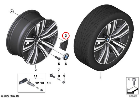 Inserto para llanta de aleación Aerodynamikrad 904 OEM 36135A26030 para BMW G70. Original BMW.