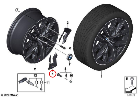 Inserto para llanta de aleación M Aerodynamik 909 OEM 36135A3B063 para BMW G70. Original BMW.
