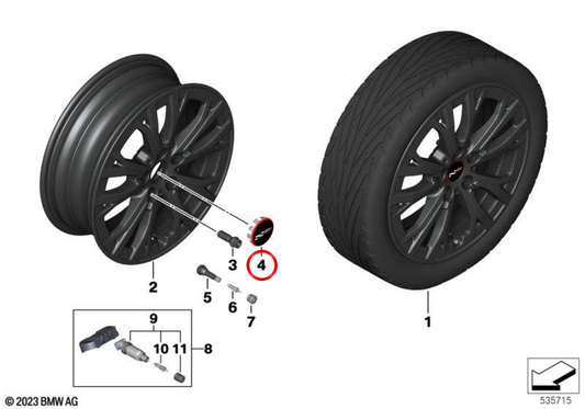 Coprimozzo John Cooper Works OEM 36135A4AF10 per MINI Cooper S, John Cooper Works, Clubman... e altro ancora. MINI originale.